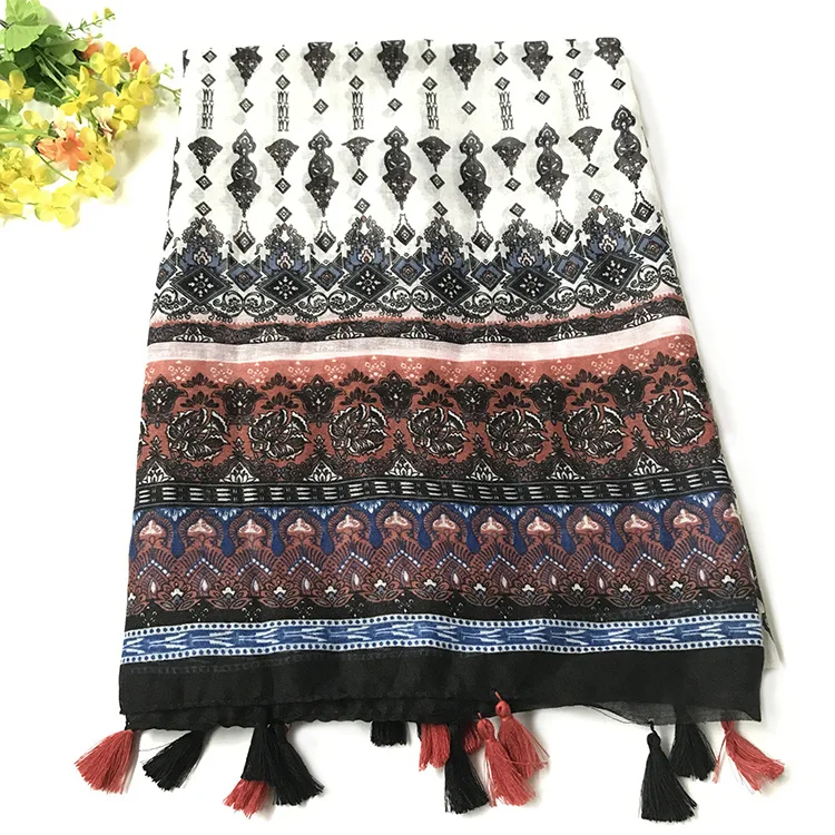 Модные новейшие Женские винтажные шали из хлопка с геометрическим рисунком и
