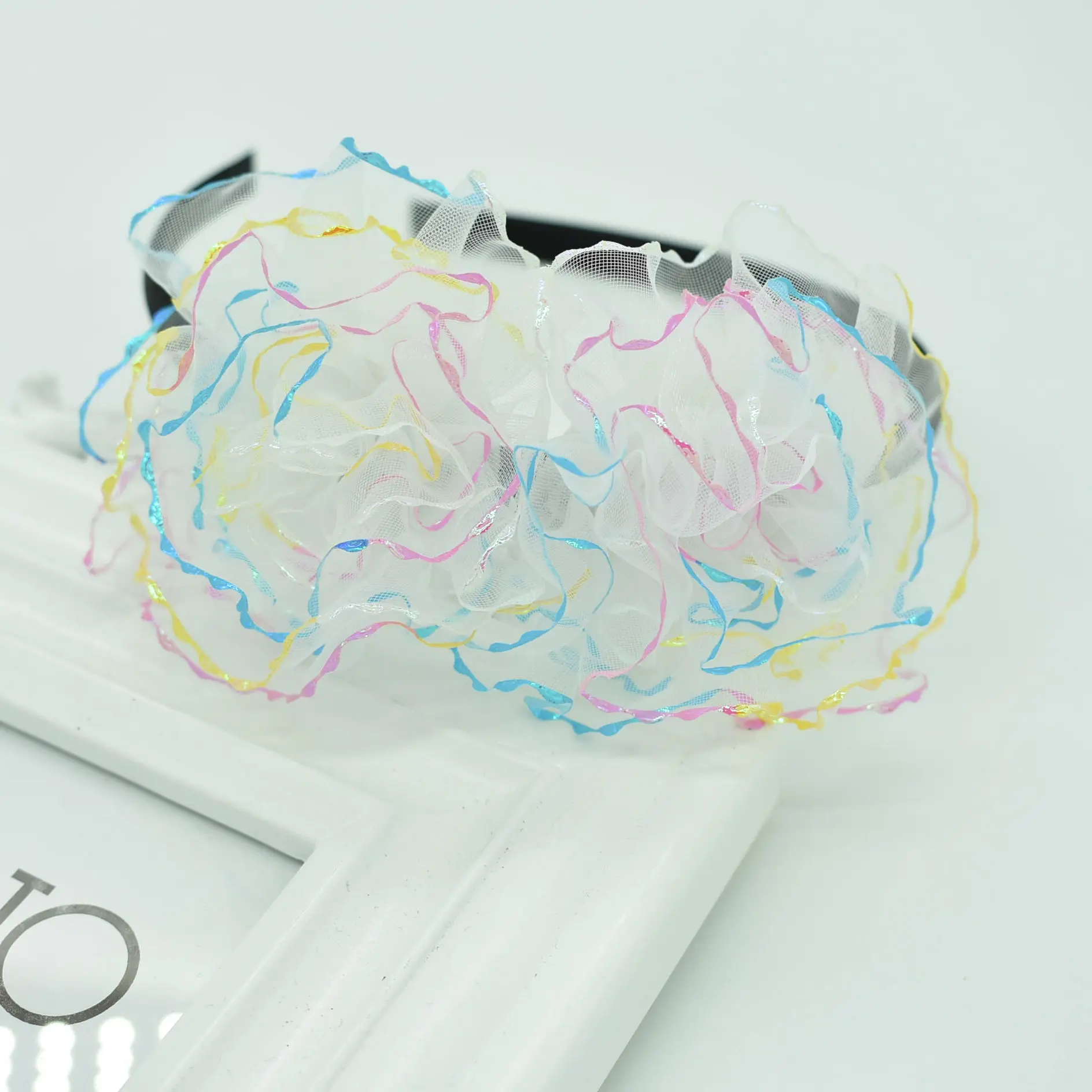 New product Children's lace headband Kids colorful transparent Flower hair accessories Wavy accessory | Детская одежда и обувь