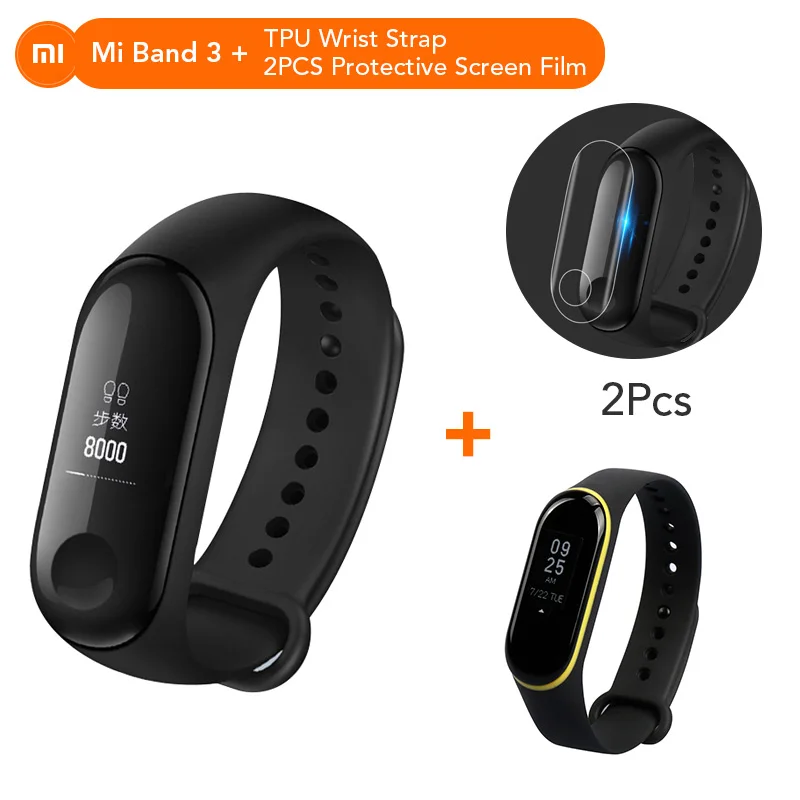 Add NO.14 Strap Xiaomi mi-браслет 3 Xio mi пульсометр Bluetooth 4,2 умный спортивный браслет OLED mi band 3 Smartband разноцветные ремни - Цвет: Add NO.14 Strap
