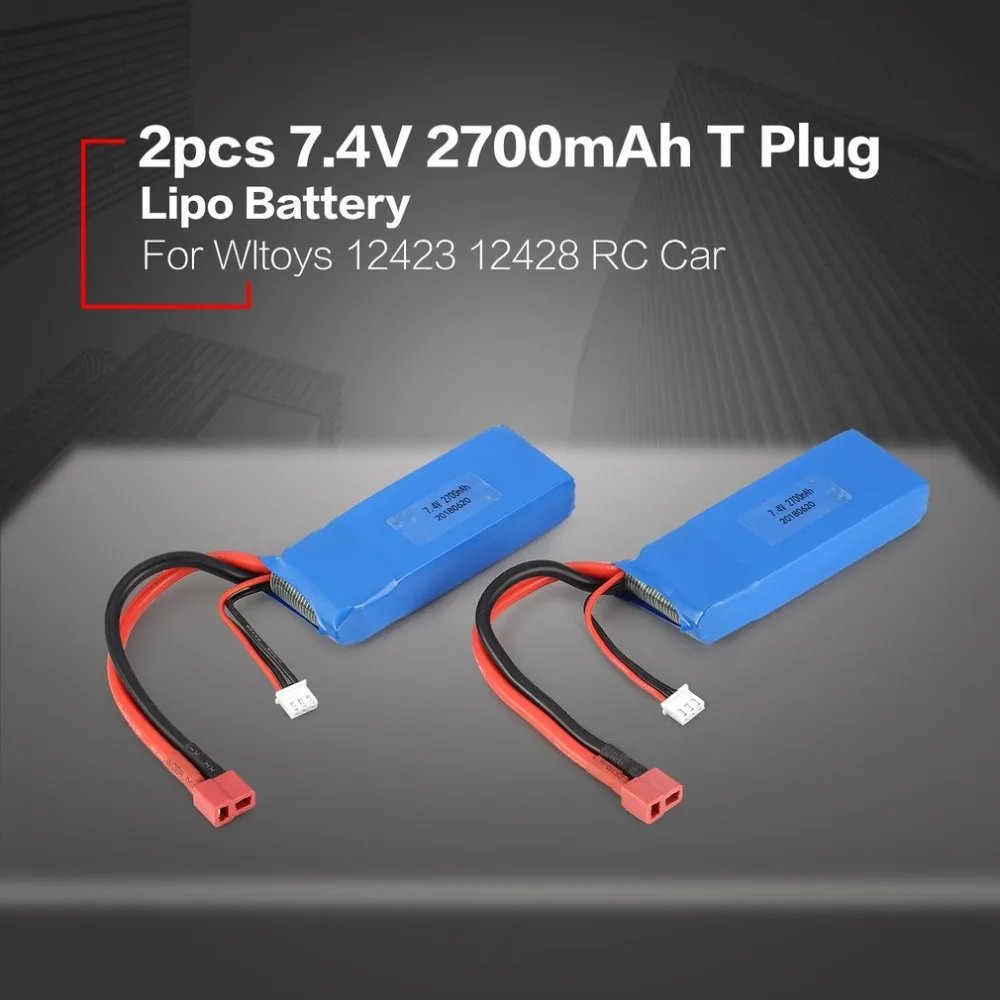 2pcs 7 4 V 2700 mAh 20C 2 S Lipo батарея с Т штекером для Wltoys 10428 A B B2 1/10 RC Гусеничный автомобиль