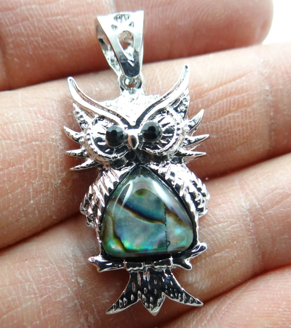 Женское Ожерелье из натурального бусина в виде совы Paua Abalone винтажное ювелирное