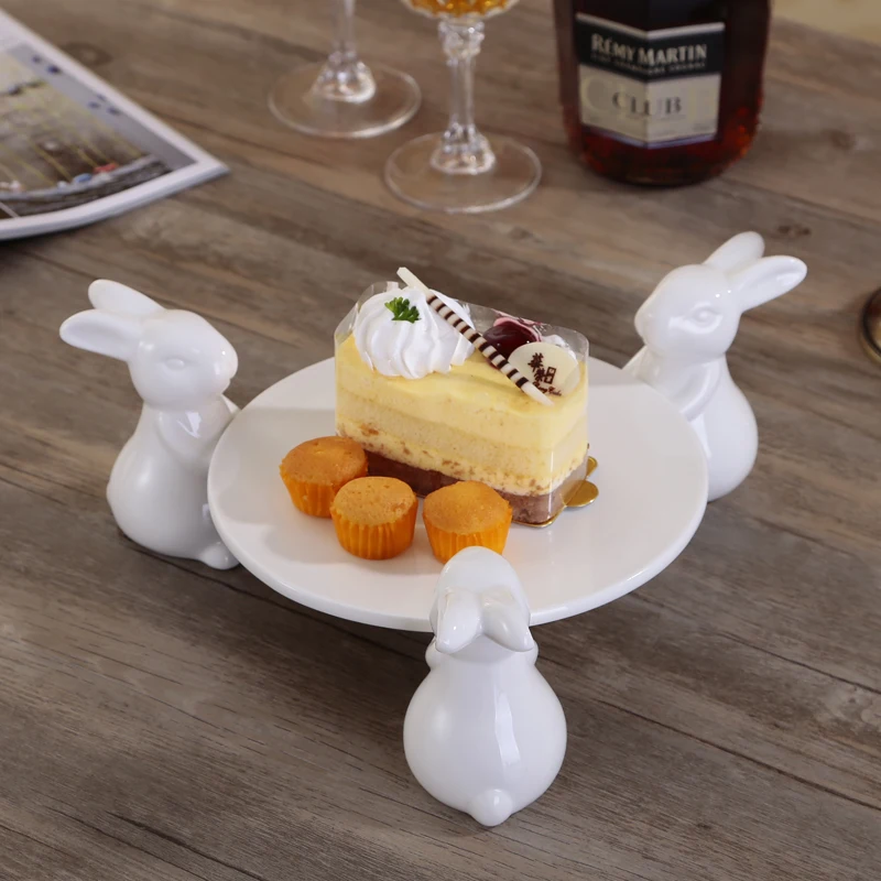 

Керамическая тарелка в скандинавском стиле с изображением кролика, фруктов, блюдо для выпечки, десерт, закуска, салатная тарелка, тарелка дл...