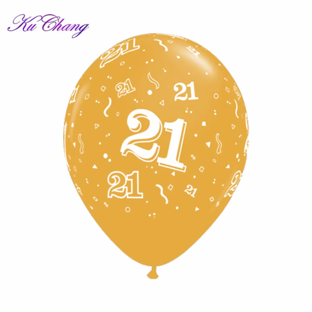 gold 21 10 шт. 12 дюймов золотые серебряные черные латексные шары 21 30 40 50 лет с днем рождения украшения для взрослых гелиевые шары - Цвет: gold 21