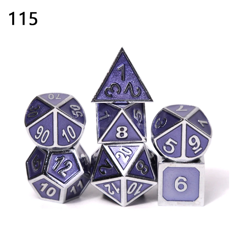 Chengshuo rpg кости многогранные наборы металла dnd Подземелья и Драконы настольные игры цинковый сплав синий кубики цифровой узор d20 10 8 12