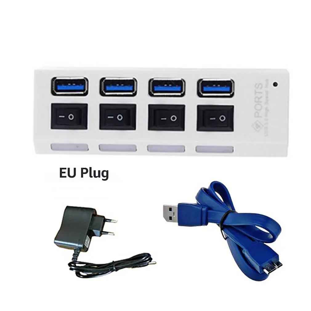 USB 3.0 4 Port EU Usb-хаб Micro USB 3,0 концентратор разветвитель с адаптером питания USB 4/7 порт концентратор Высокоскоростной 5 Гбит/с USB разветвитель 3,0 концентратор для ПК Аксессуары - Цвет: USB 3.0 4 Port EU