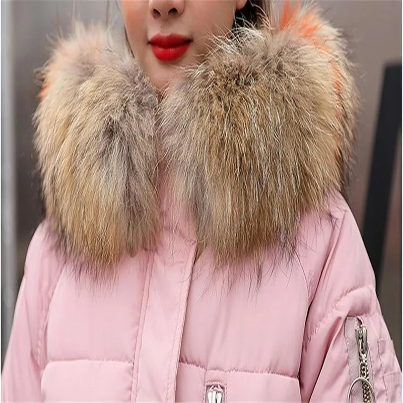 Plus Size 3XL 2018 Fashion Winter Women Thicken Parkas Medium-Long Hooded Large Fur Collar Down Cotton Jacket Warm OuterwearQ418 | Женская