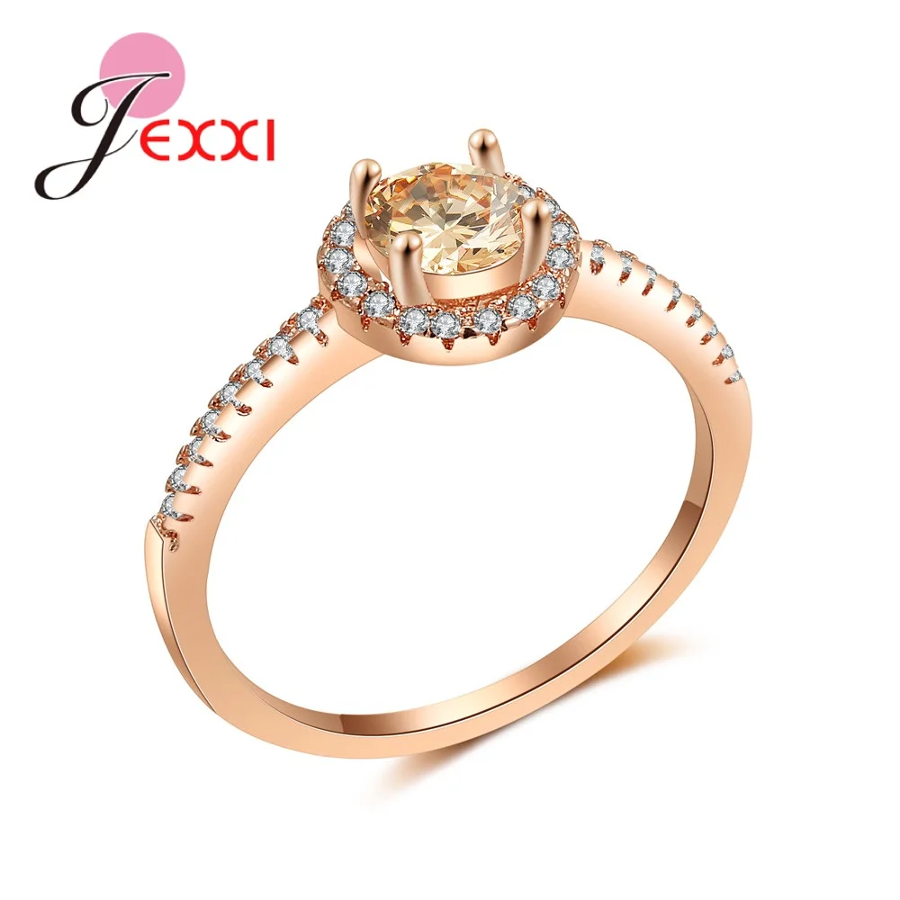 

New Fashion Favorites Round Braid Setting Micro Cubic Zirconia Thin Rose Gold Rings For Woman Girls Trendy Cocktail Party