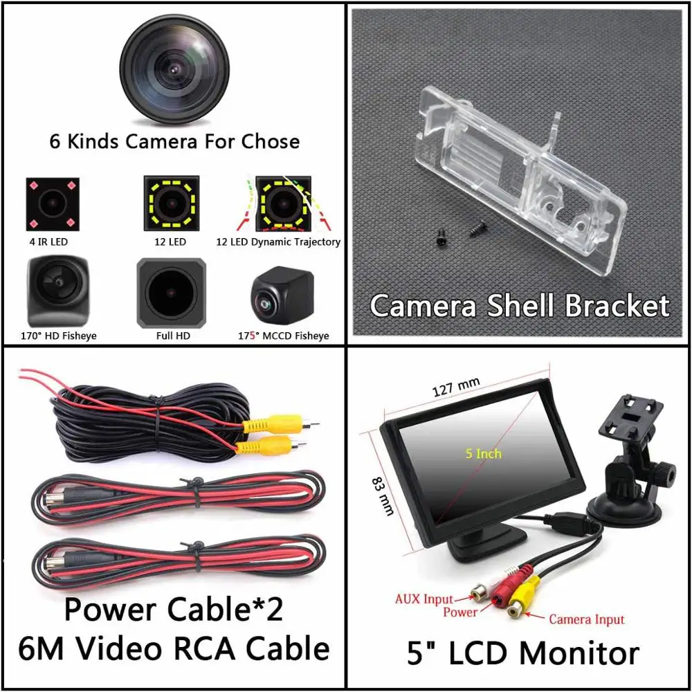 Camera 5 inch LCD 175 градусов 1080 P рыбий глаз Автомобильная камера заднего вида для Renault Duster Fluence Megane Nissan Terrano Dacia Duster автомобильный монитор - Название цвета: Camera 5 inch LCD