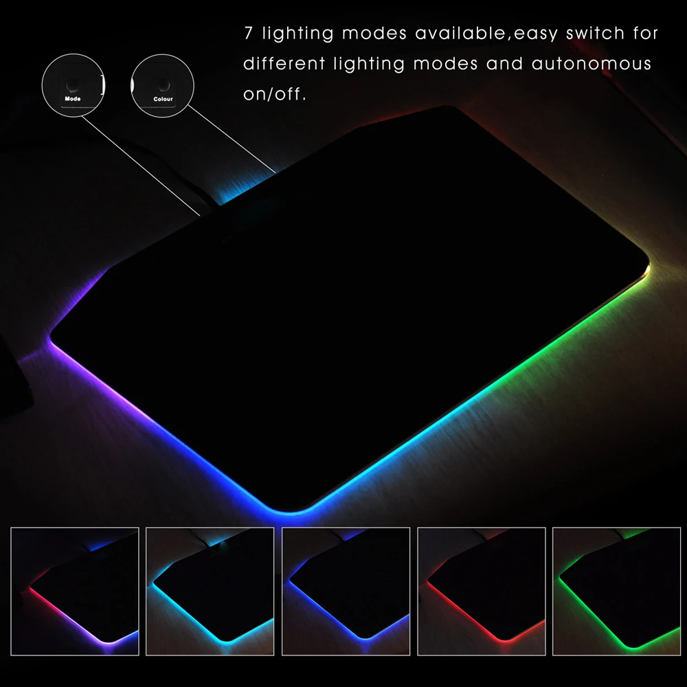 RGB игровой Жесткий коврик для мыши красочный 7 светодио дный светодиодных режимов