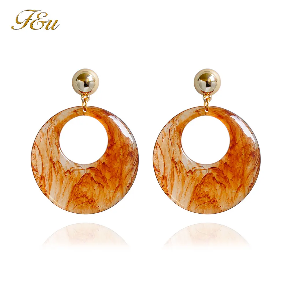 3 цвета модные серьги гвоздики для женщин круглые акриловые брызги чернила