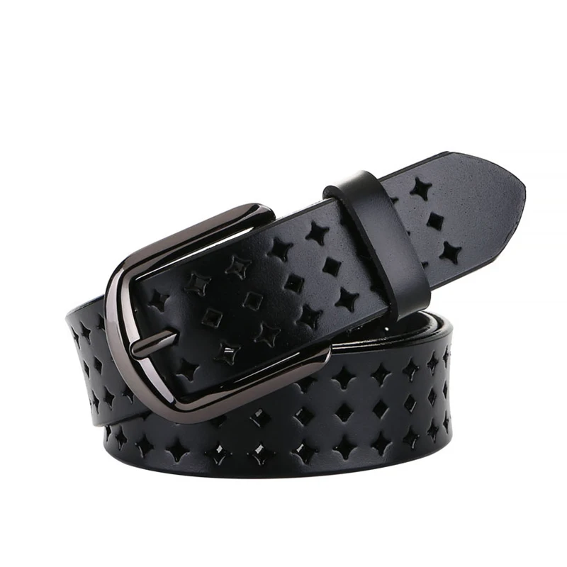 Black MEDYLA XL женский ремень из натуральной кожи, полый ремень для женщин, плюс 3,7 см широкий женский ремень для джинсов, повседневные штаны - Цвет: Black
