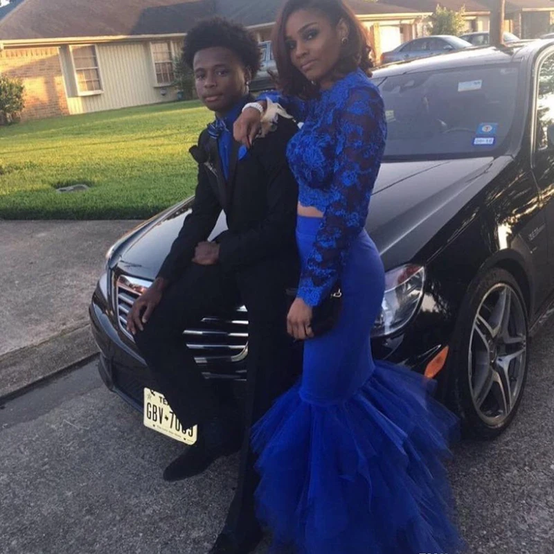 2019 платье для выпускного вечера девушек Африканское Королевский синий черный