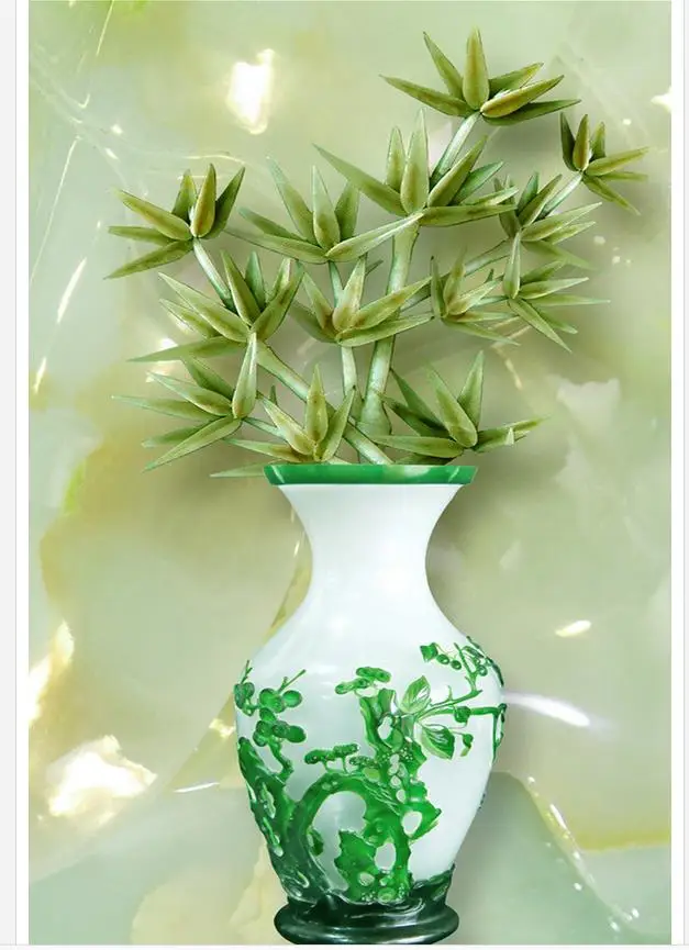 3d настенные фрески Нефритовая резьба бамбуковая ваза вход фон настенная картина