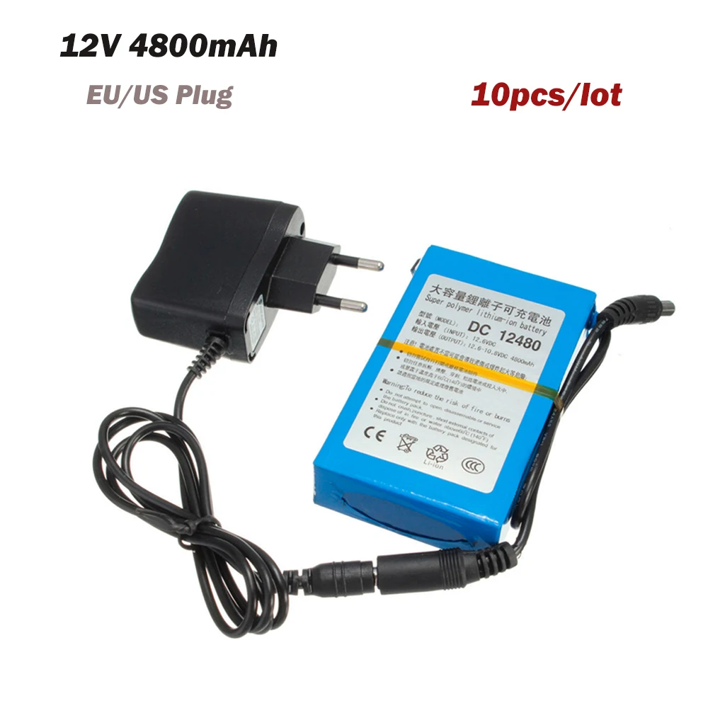 Оптовая продажа 10 шт Высокое качество литий ионная батарея Портативный 4800mAh DC 12V 12