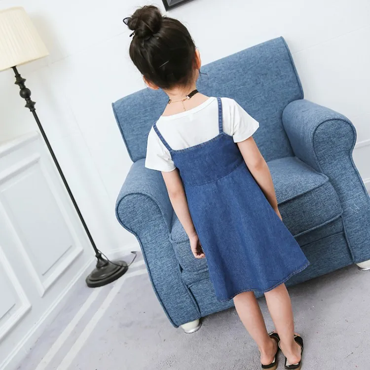 Новинка 2018 летнее платье для девочек Rlyaeiz милые джинсовые детские платья на