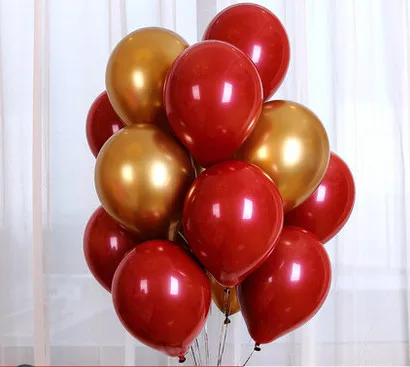ruby red gold 12 шт./лот латексные шары цвета металлик, золотистый, серебристый, розовое золото, свадебные конфетти украшения на День святого Валентина - Цвет: ruby red gold