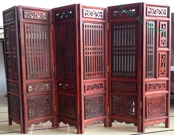 

14.75 inch Exquisite Hand-carved Chinese Boxwood & Sculpture Folding Screen