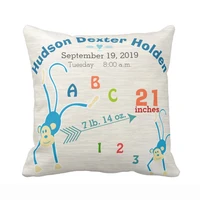 personalized boy nursery baby birth stat monkey arrow throw pillow cover decorative pillow case sofa seat car soft pillowcase