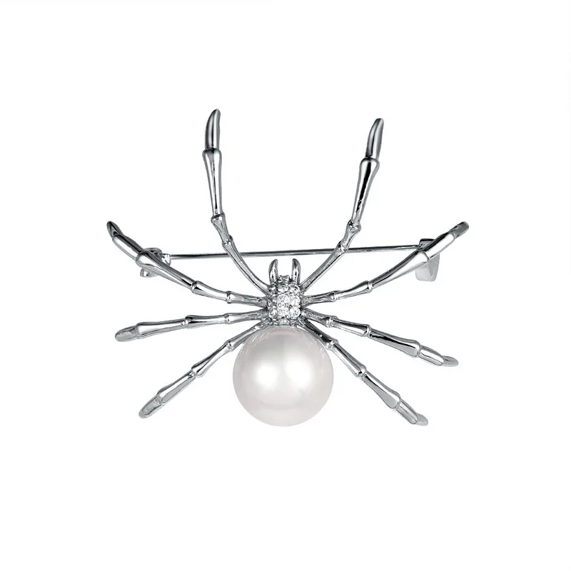 Брошь в виде паука с жемчугом и фианитом для мужчин женщин|spider brooch|brooches for menfor men