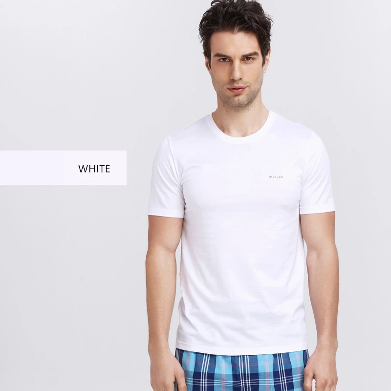 CILER Men Undershirt Tencel Cotton Bright Mercerize Solid Mens Tee Casual Clothing Sous Vetement T-shirt Gift | Мужская одежда