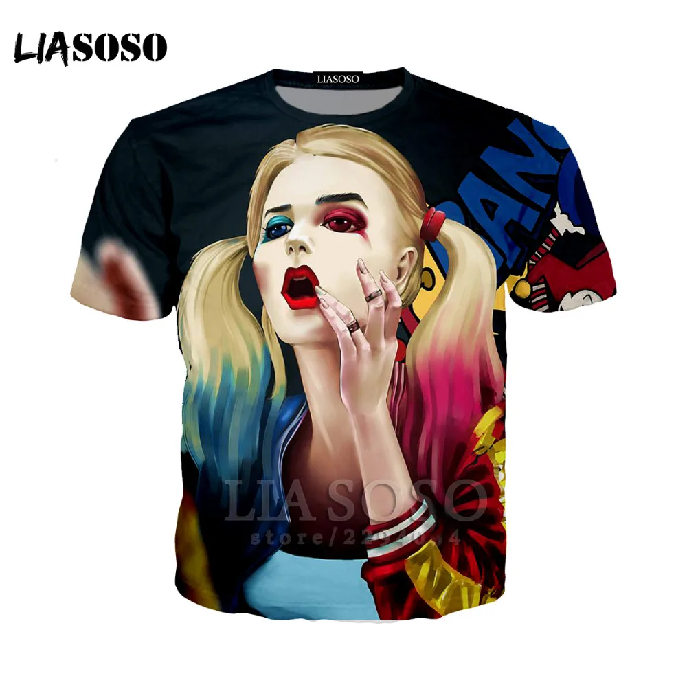 LIASOSO Харли Куинн футболка для мужчин и женщин футболки Супермен Дэдпул джокер Homme
