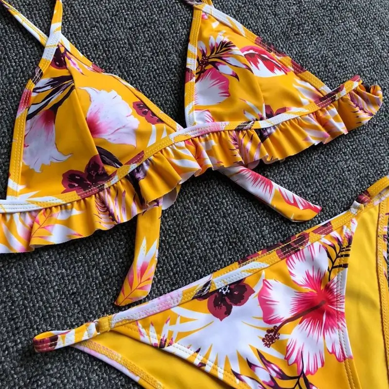 Женский сексуальный комплект бикини из двух частей богемный цветной цветочный