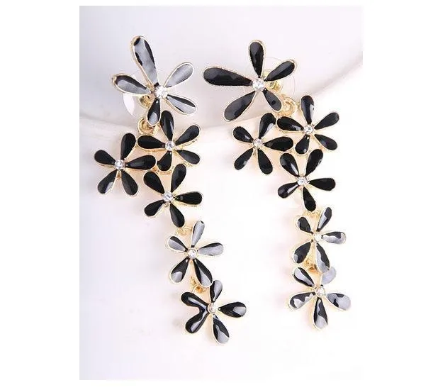 2019 классические ювелирные изделия модные золотистые длинные серьги с цветком и