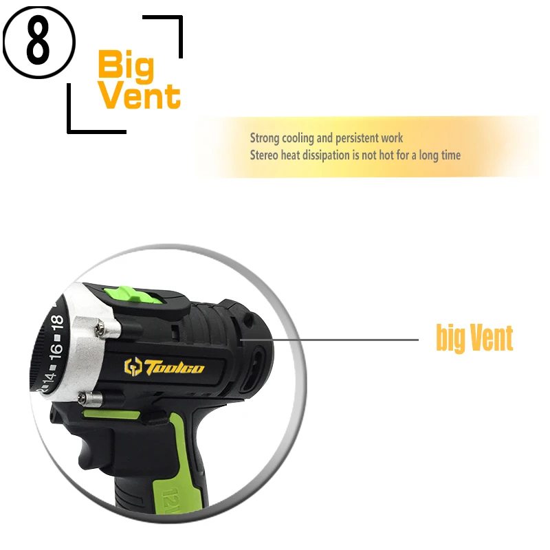 Toolgo 20 V электрическая беспроводная ударная дрель литиевая батарея DIY электродрайвер с переменной скоростью электрическая отвертка с светодиодный подсветкой