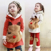 dfxd 2017 autumn girls clothing sets cartoon bear suit long seeve hooded pullover coatpant 2pc baby girls outfits kids set 2 8y
