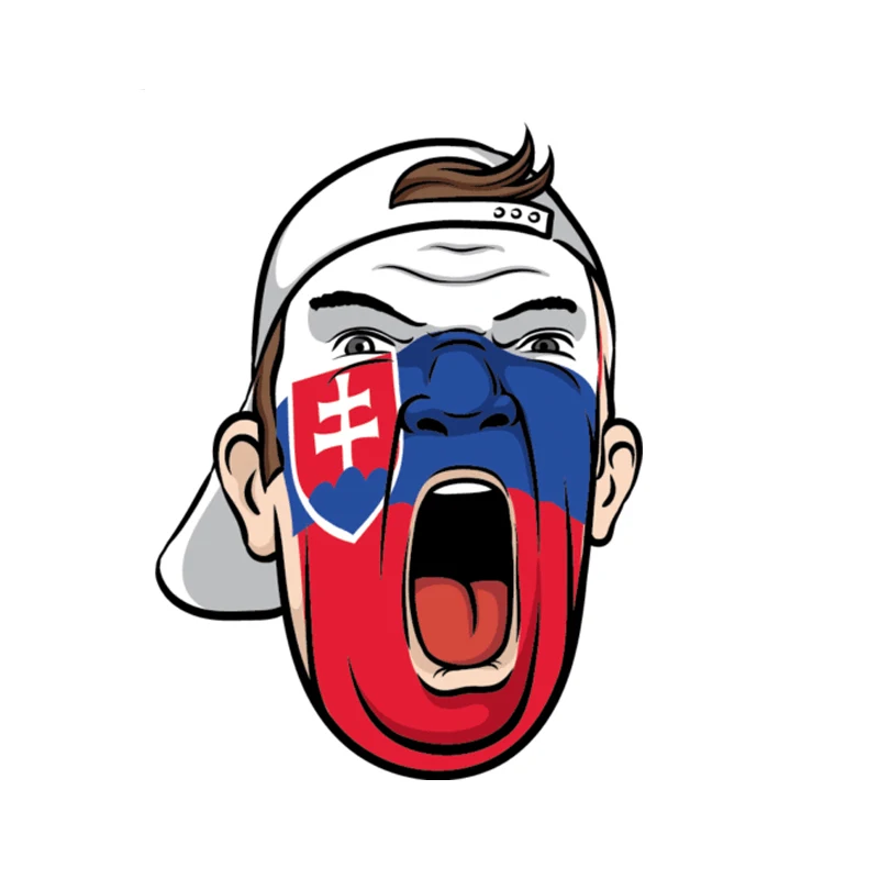 YJZT 9.2CM*12.4CM Funny Slovakia Football Fan Face Flag Soccer Decal Helmet Car Sticker 6-1371 | Автомобили и мотоциклы