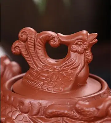2021 Hot Sale Authentic Yixing Big Capacity 530ml &amp 210ml Purple Clay Teapot Dragon And Phoenix Teaset Kettle KungFu | Дом и сад