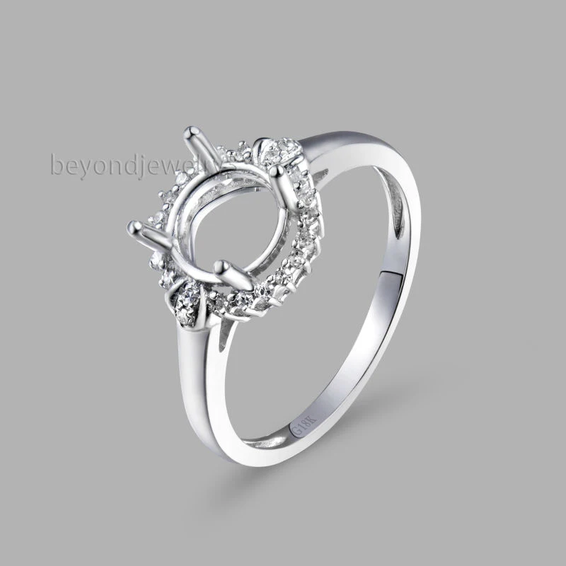 

Semi Mount Engagement Wedding Ring, 18k White Gold 750 Diamond Ring For Sale