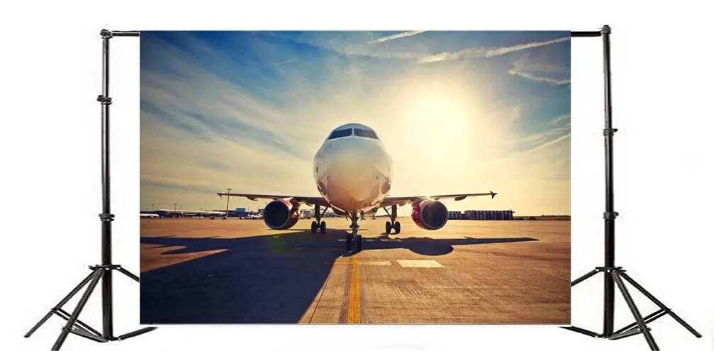

Photography Backdrop Airplane Parking Square Sunshine Blue Sky White Cloud Nature Travel
