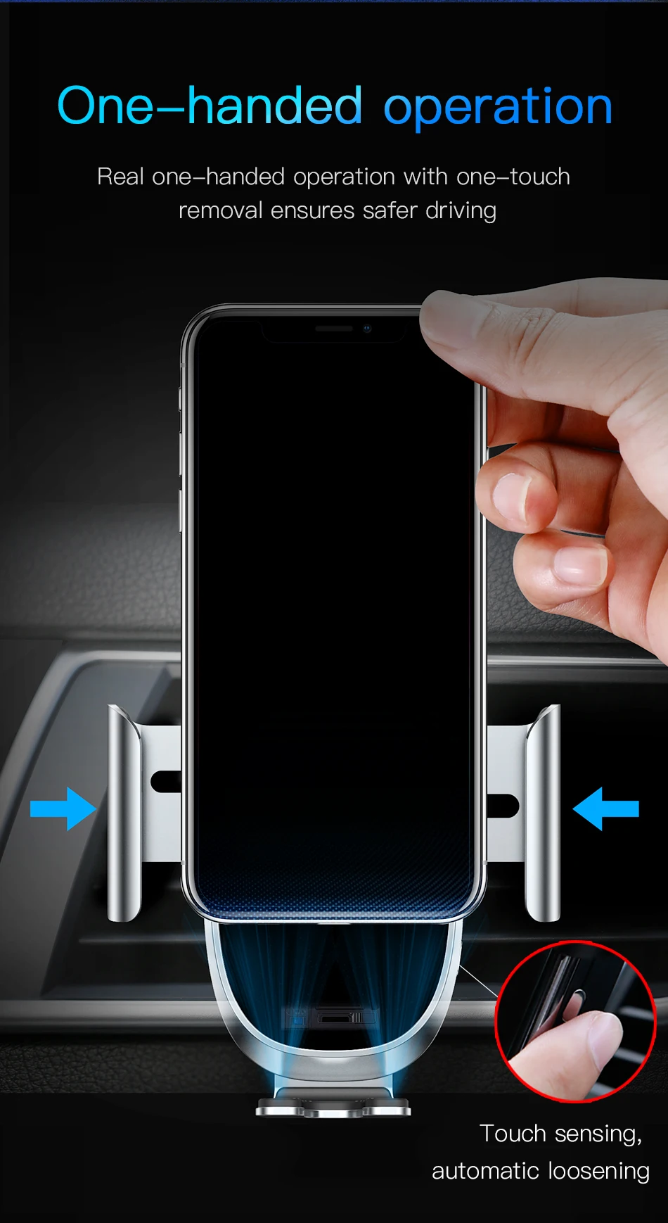 Автомобильный держатель для телефона Baseus для iPhone 11, samsung, крепление на вентиляционное отверстие, интеллектуальный сенсорный датчик, держатель для мобильного телефона, подставка