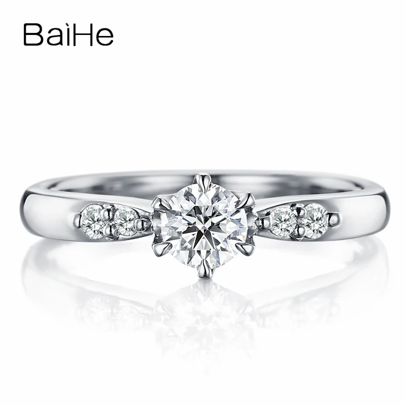 BAIHE твердый 10K белый золотой (AU417) Сертифицированный 0.25ct круглый модный 100%