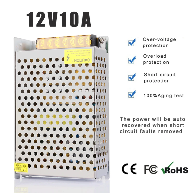 JC мощность AC110V 220V к DC12V 10A 120W адаптер питания трансформатор напряжения источник питания для Светодиодный ламповый трансформатор