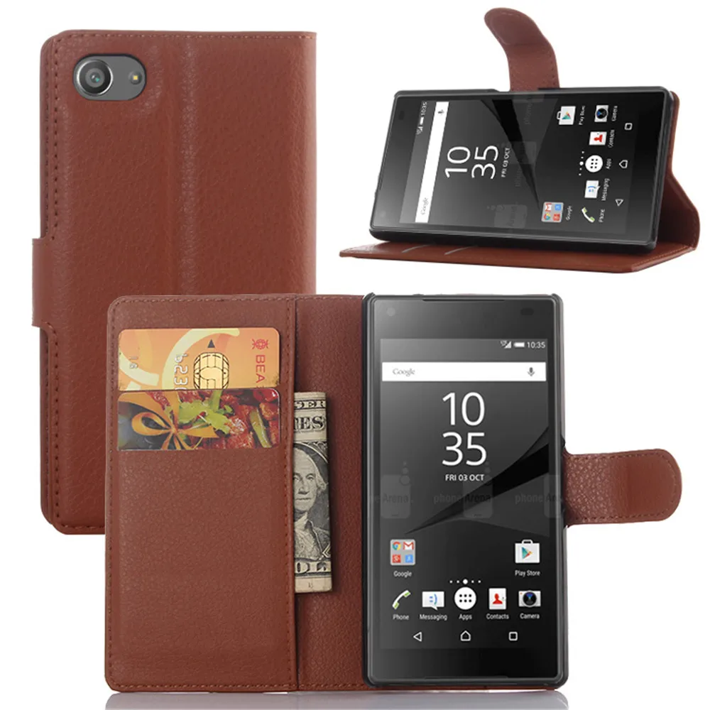 Для Sony Xperia Z5 компактные Чехлы для телефона Подставка кошелек Флип PU кожаный чехол