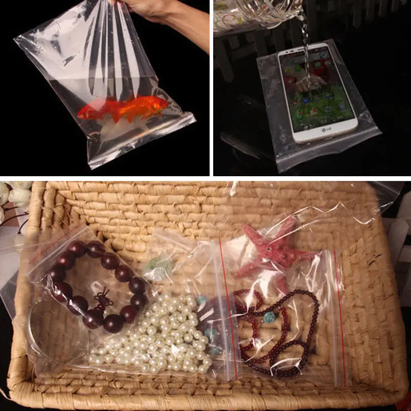 100 шт./упак. Пластик прозрачный замка застежка-молнии сумки Ziplock мешки