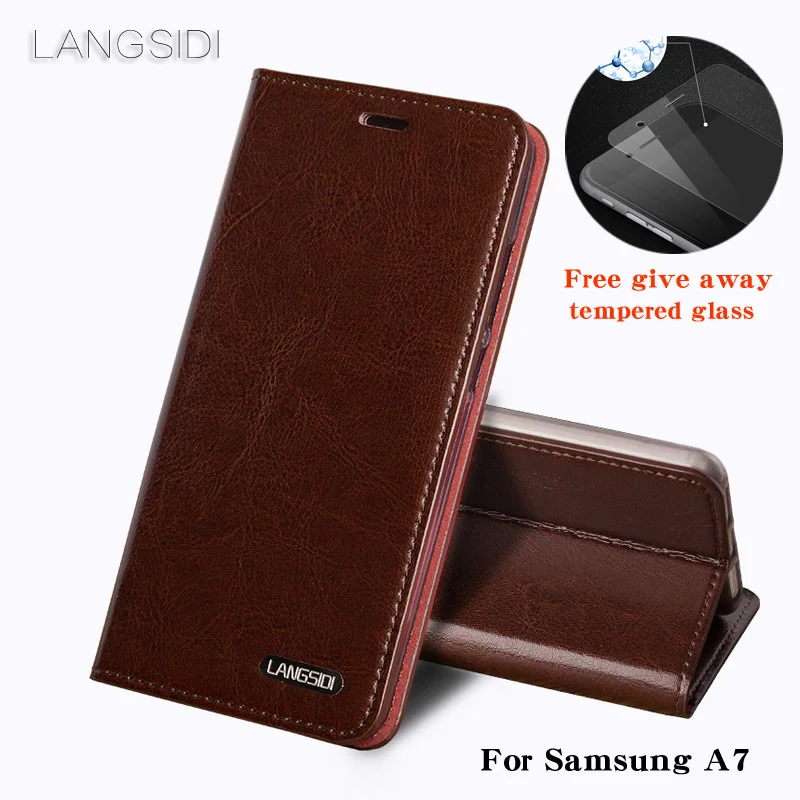 Luxury For Samsung S8 phone case Oil wax skin wallet flip Stand Holder Card Slots leather case to send  phone glass film