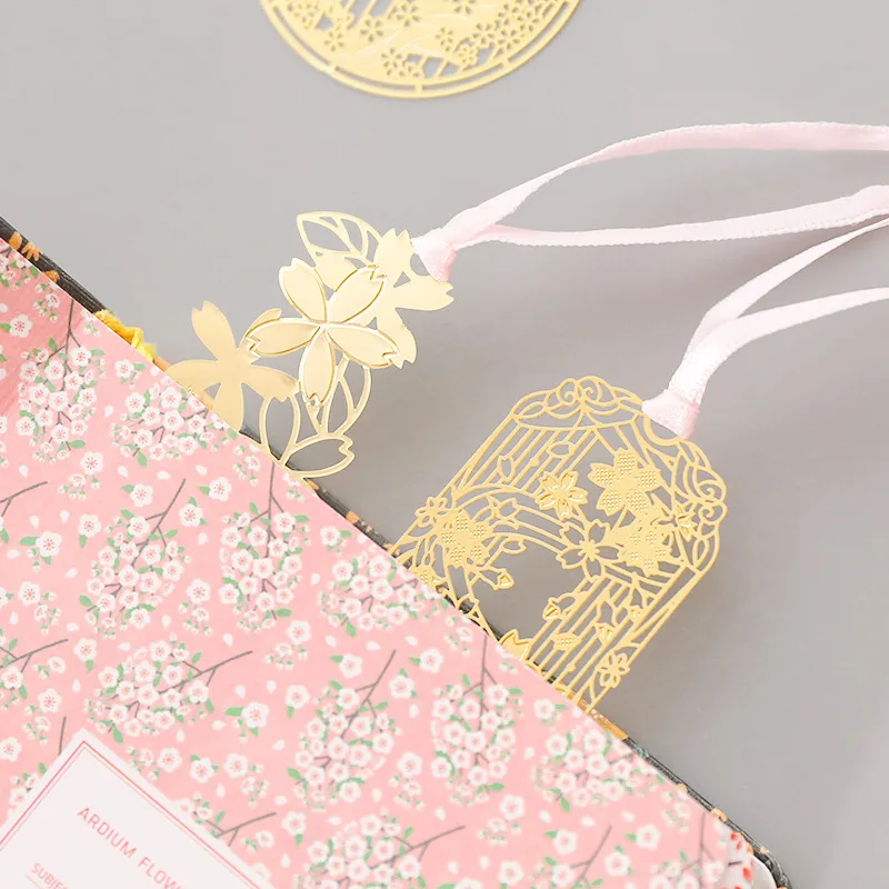 Металл cherry blossom закладки небольшой чистый и свежий ученик металлический зажим