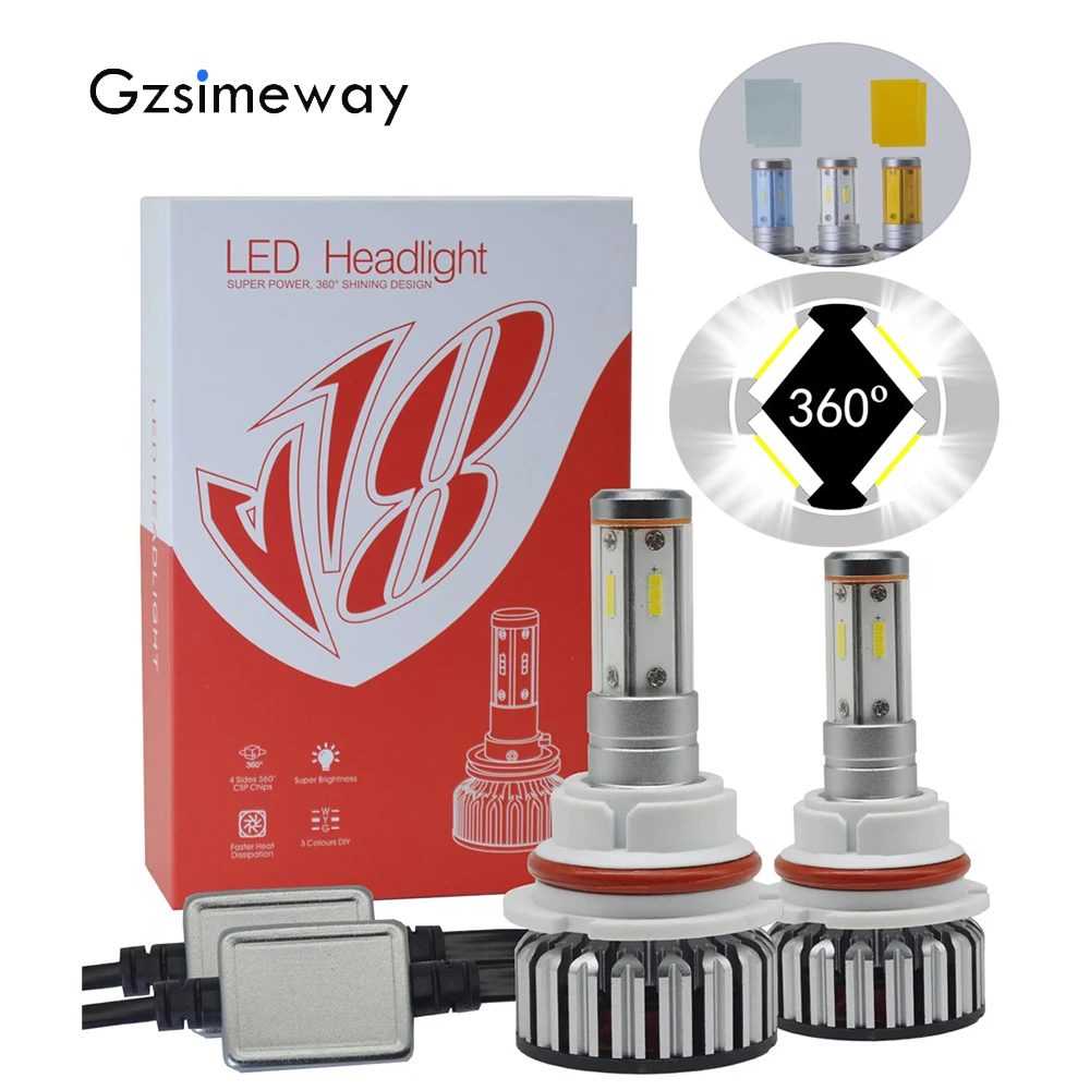 Gzsimeway led 9004 H11 H4 H7 Hb3 9012 H1 HB4 9007 H13 3000 k 6000 K 8000 светодиод turbo 100 W 12 V светодиодные лампы
