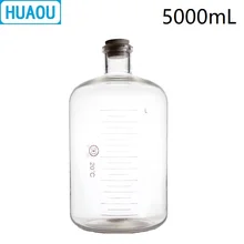 HUAOU 5000 мл стеклянная бутылка для сыворотки 5л с узким горлышком и резиновой пробкой лабораторное химическое медицинское оборудование
