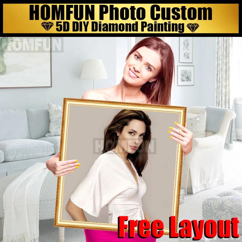 HOMFUN фото на заказ! Частный DIY Алмазная вышивка 5D алмазная Картина Вышивка крестом