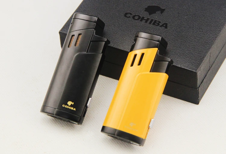 COHIBA зажигалка для сигарет Сигар Зажигалка 3 струйная металлическая Бутановая