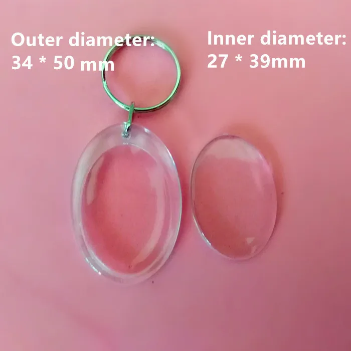 

150 Pcs Oval Shaped Transparent Blank Insert Photo Picture Frame Key Ring Split keychain