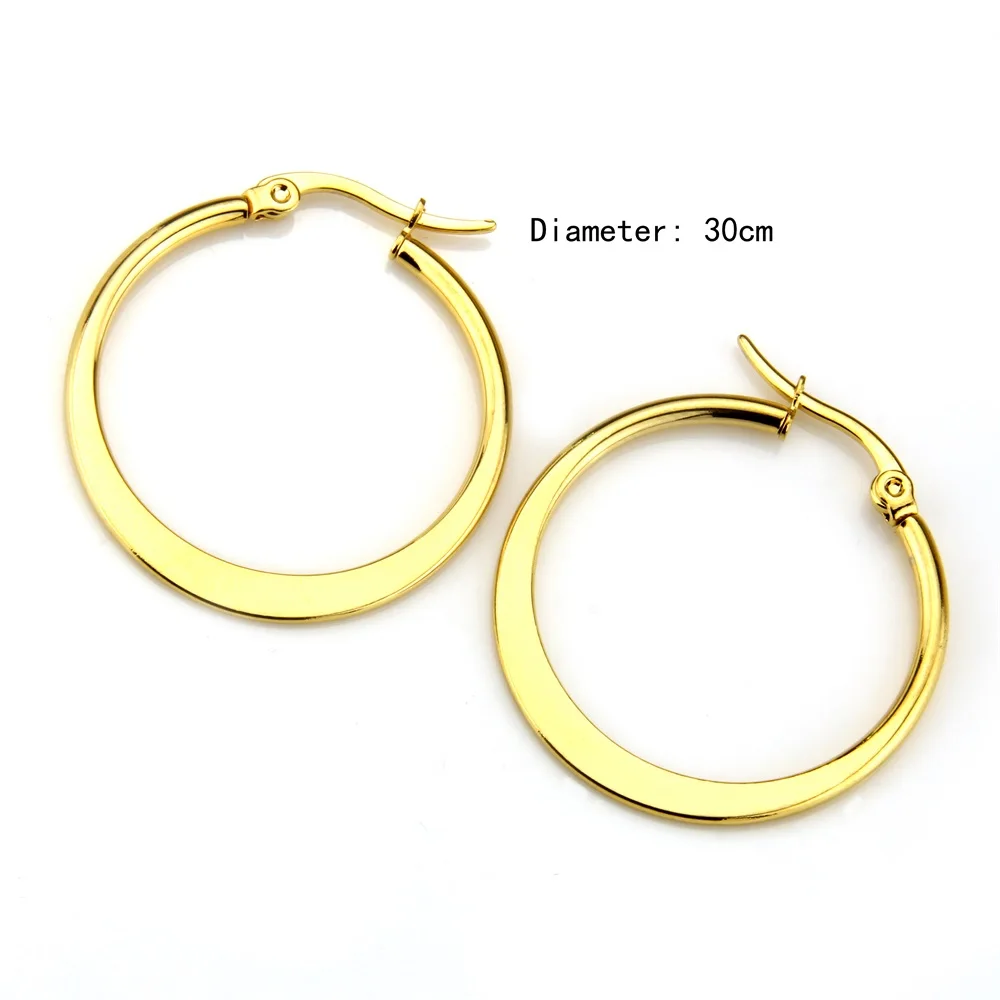 Серьги кольца из нержавеющей стали золотого цвета разные размеры|fashion hoop earrings|hoop