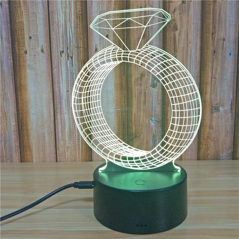 Новинка кольцо с бриллиантом креативные красочные 3D Иллюзия визуальный