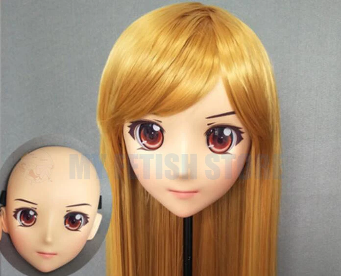 

(Jiang) Девочка милая Смола полуголовы маска кигуруми с BJD глазами косплей аниме ролевая маска Лолиты кросс-платье кукла
