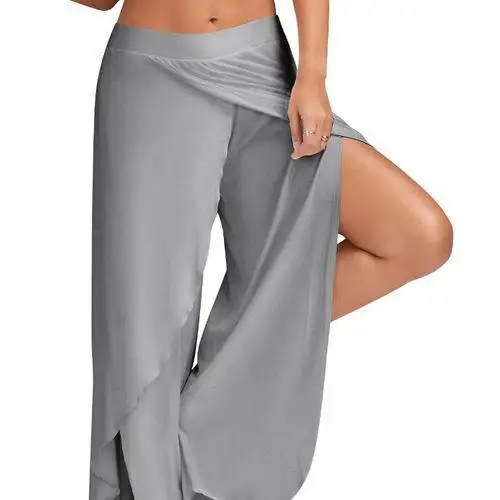 Women Ladies Summer Style Wide Leg Split Loose Plus Size Full Length Lightweight Pants Trousers Skirts | Женская одежда