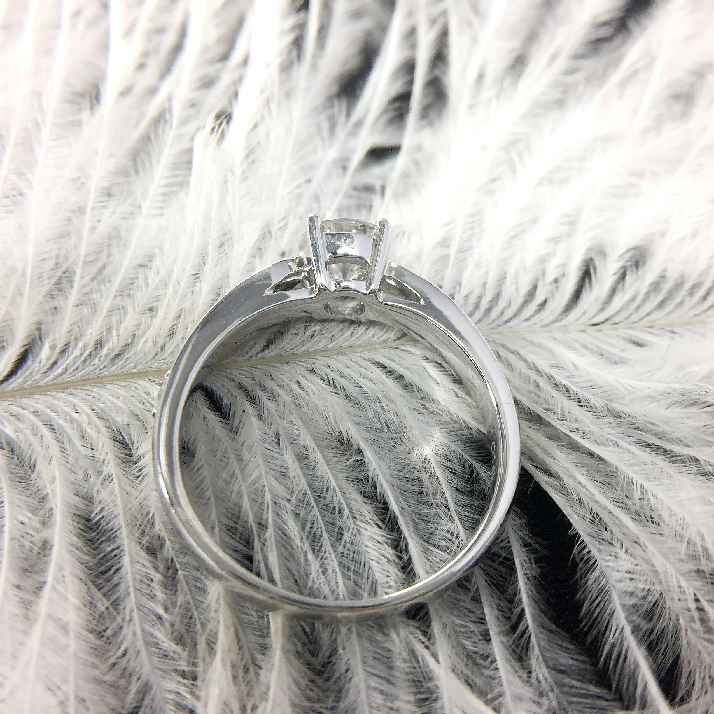 

0.5 Carat Wedding 100% Moissanite Diamond Ring Genuine 18K White Gold D color